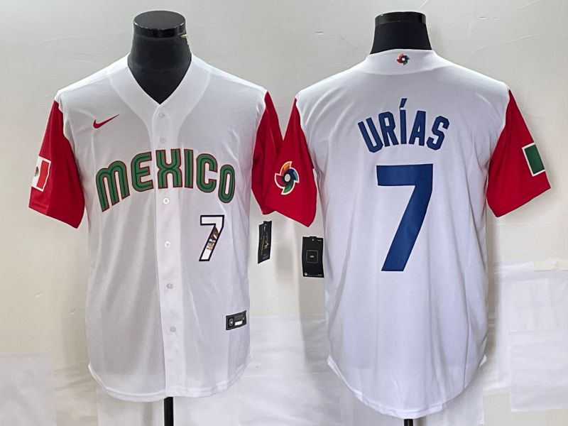 Men 2023 World Cub Mexico #7 Urias White blue Nike MLB Jersey1->more jerseys->MLB Jersey